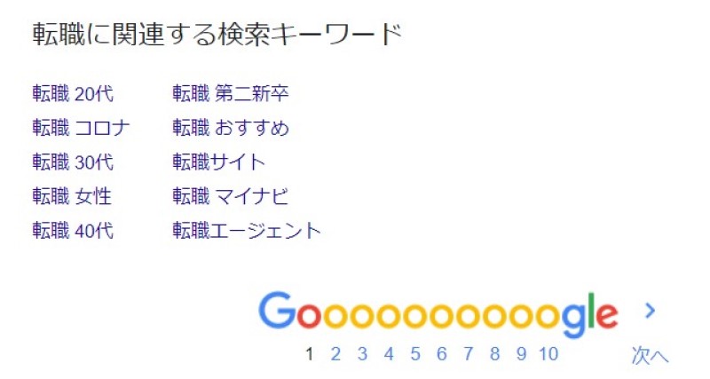 検索結果画面の最下部